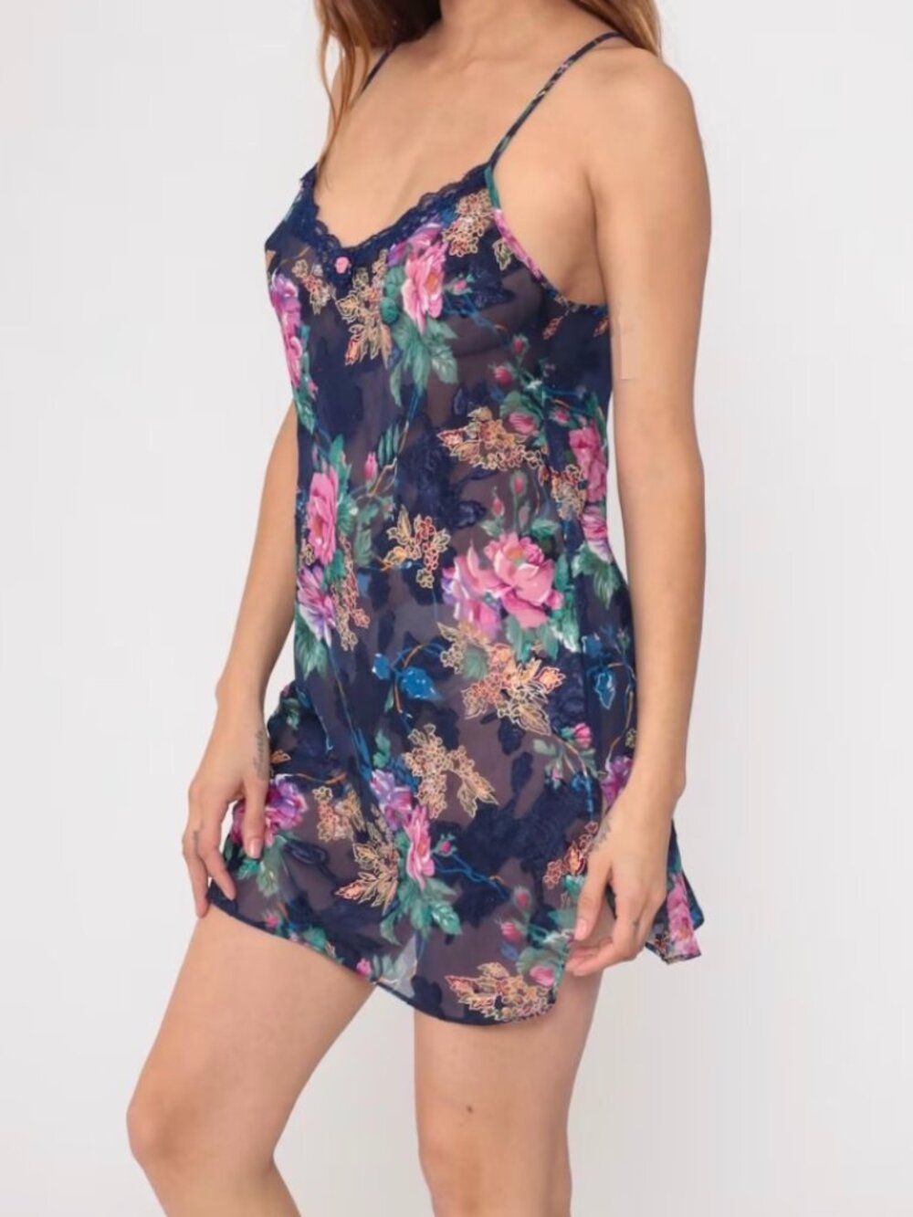 Vintage Blue Floral Nightie + Matching Robe Set!